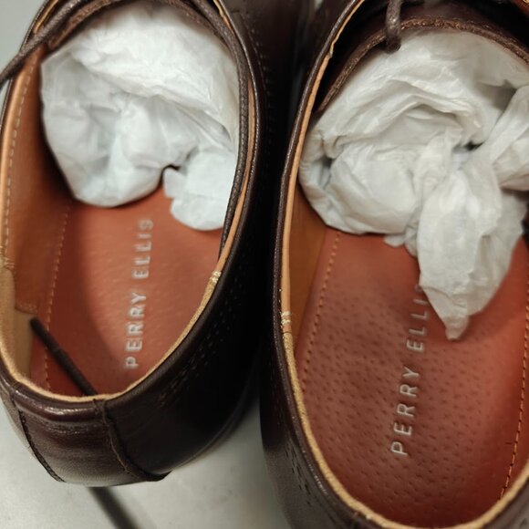 Perry Ellis Dark Brown Leather Brogue Oxfords Brand NEW - Picture 4 of 6